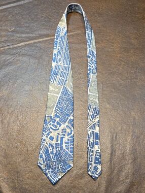 Civitas Boston Map Tie 100% Silk 60 In